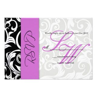 Black and Purple Swirl Wedding RSVP Custom Invite