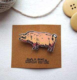 farmyard pig brooch by goodnight boutique