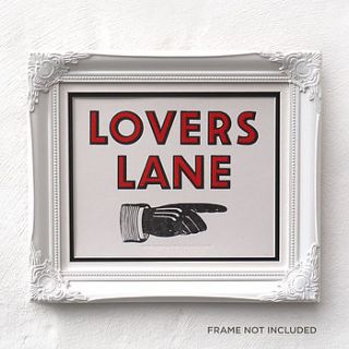 lovers lane letterpress print by print for love of wood