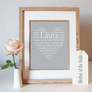 mother of the bride groom personalised print by ciliegia designs