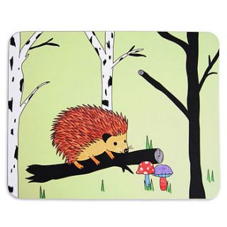 happy hedgehog placemat or set by superfumi