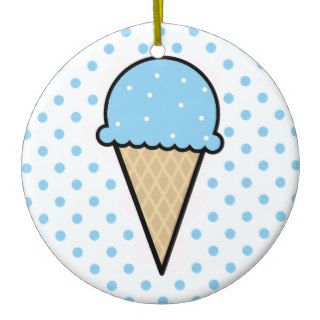 Baby Blue Ice Cream Cone Christmas Ornaments