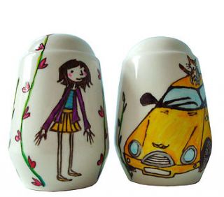 personalised themed salt and pepper pots by joynevada