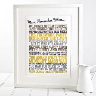 personalised 'remember when' print by rosie robins