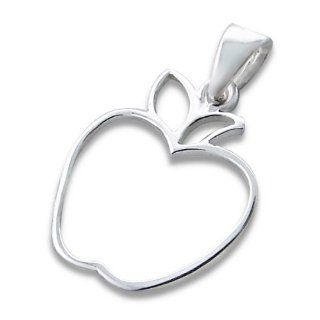 925. Sterling Silver Teacher School Apple Fruit Educator Apple Outline Children Kids Child Anti tarnish E coat Pendant Jewelry