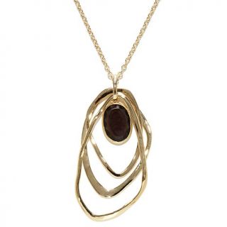 Bellezza "Azucena" Brown Stone Oval Pendant with 36" Chain