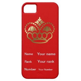 Crown  and Name, Rank, Number with  red background iPhone 5 Cases