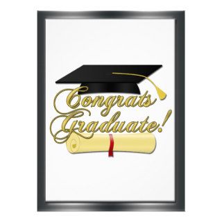 Congrats Graduate Diploma and Graduation hat Custom Invitations