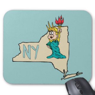 New York NY State Cartoon Map Statue Of Liberty Mouse Pad