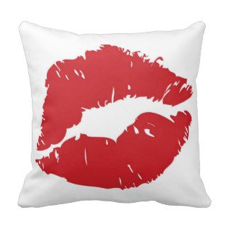 Large lip print throw pillow.