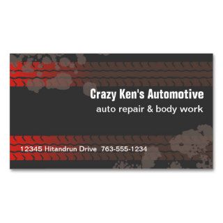 custom color automotive muddy car tire tracks business card templates
