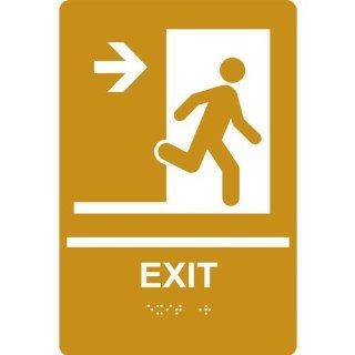 ADA Exit Right Braille Sign RRE 242 WHTonGLD Enter / Exit  Business And Store Signs 