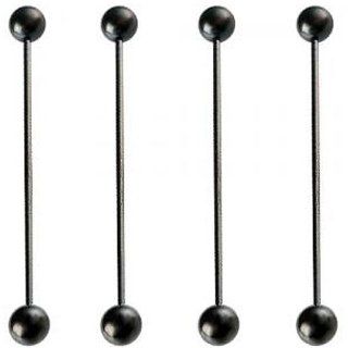 16g 16 gauge (1.2mm), 45mm long  Black Anodized surgical steel Industrial barbells Bars ear plugs gauge ABOR  Pierced Body Piercing Jewelry  Set of 4 Jewelry