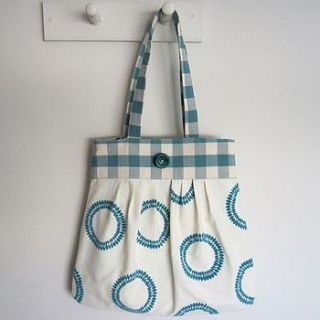 olive knitting bag blue spots by lily button treasures