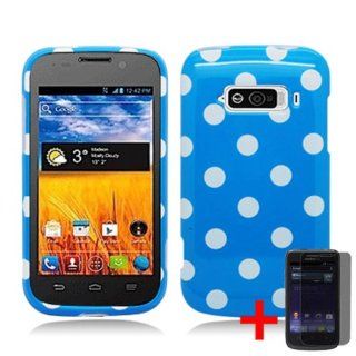ZTE IMPERIAL N9101 BLUE WHITE POLKA DOT SPOT COVER SNAP ON HARD CASE + SCREEN PROTECTOR from [ACCESSORY ARENA] Cell Phones & Accessories