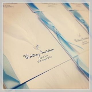 mademoiselle feather wedding invitation by made with love designs ltd