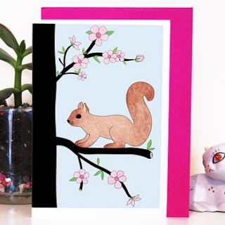 playful squirrel greeting card by superfumi