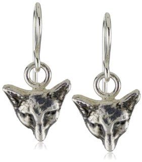 Pyrrha "talisman" Sterling Silver Mini Fox Head Hook Earrings Drop Earrings Jewelry