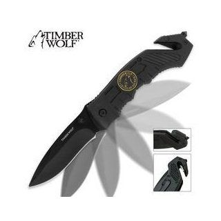 Timber Wolf Assist Rescue Black Folding Knife  Tactical Knives  Sports & Outdoors