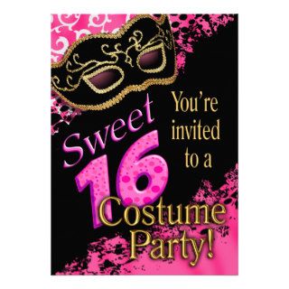 Sweet 16 Masquerade Costume Party Personalized Invitations