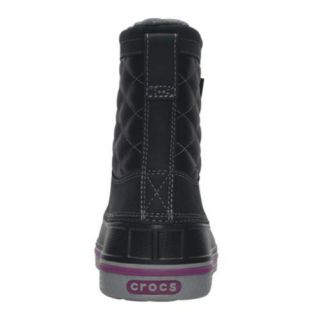 Women's Crocs Allcast Leather Duck Boot Black/Light Grey Crocs Boots