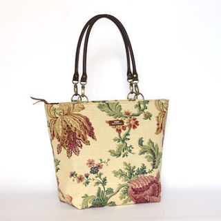 fabric floral shoulder bag leather trim by umpie yorkshire