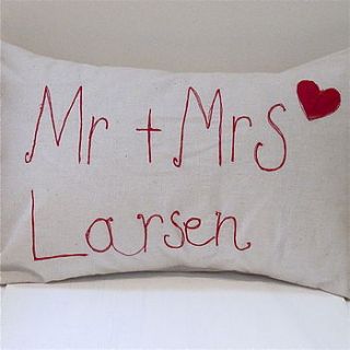 personalised mr & mrs cushion by edamay