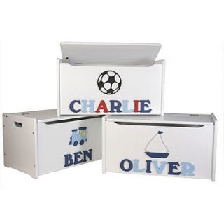 personalised boy's wooden toy box by pitter patter products