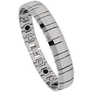 Tungsten Carbide Magnetic Therapy Bio Healing Mens Bracelet 8" High Polish 13mm Jewelry