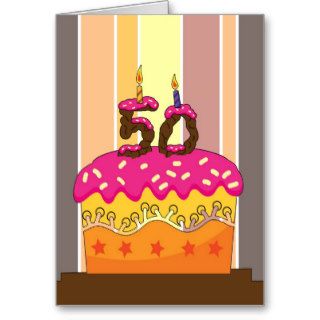birthday   cake with candles 50   50th birthday gr greeting cards
