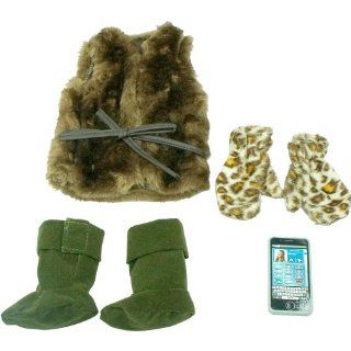 Journey Girls Doll Fashion Outfit   Brown Fur Vest/Cheetah Print Gloves Toys & Games
