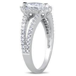 Miadora 14k White Gold 4/5ct TDW Diamond Engagement Halo Ring (G H, I1 I2) Miadora Engagement Rings