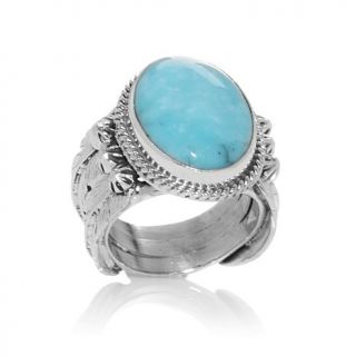 Chaco Canyon Southwest Turquoise "Feather" Sterling Silver Ring