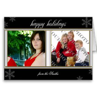 Black and White Border Snowflakes Happy Holiday Card