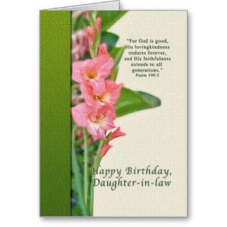 Birthday, Daughter in law, Pink Gladiolus Greeting Card