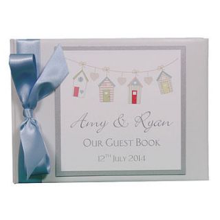 personalised beach hut wedding guest book by dreams to reality design ltd