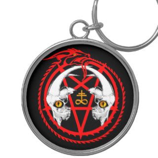 Goat Skull Satanic Pentagram Key Chains