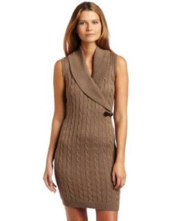 Calvin Klein Women's Shawl Collar Sweater Dress, Taupe, Medium