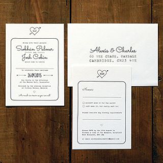 heart and arrow wedding invitation by feel good wedding invitations