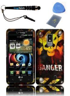 IMAGITOUCH(TM) 4 Item Combo LG Spectrum VS920 Rubberized Hard Case Phone Cover Protector Faceplate with Graphics Design   Danger (Stylus pen, ESD Shield bag, Pry Tool, Phone Cover) Cell Phones & Accessories