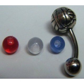 Volleyball Belly Button Ring with Colored Balls 2pc (Brand New) 