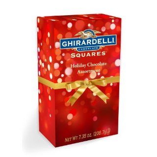 Ghirardelli Squares Assorted Medallion (Milk and Caramel, Dark and Mint, Dark 60% Cacao) Chocolate Squares Gift Box 7.35 oz  Gourmet Chocolate Gifts  Grocery & Gourmet Food