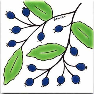 FRUITS VEGETBLES TRIVETS WALL PLAQUES BLUEBERRY TILE by Besheer Art Tile, Bedford, New Hampshire, U.S.A.   Ceramic Tiles  