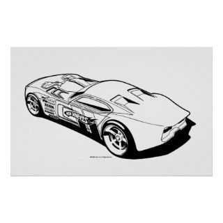 Black and White Hot Wheels Sketch Posters