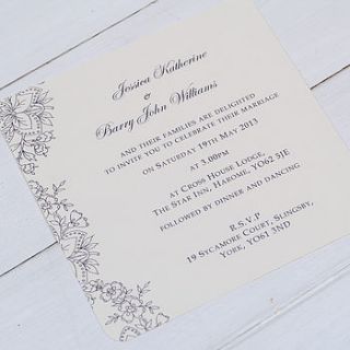 'vintage lace' wedding invitations by beautiful day