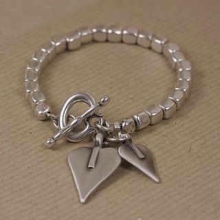 silver cube bracelet with hearts by lisa angel