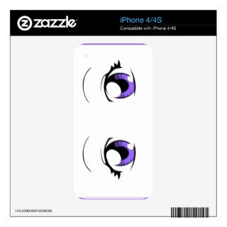 Custom Color Anime Girl Eyes Decal For iPhone 4