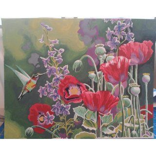 Dimensions Crafts Paintworks Paint by Number Kit, Hummingbird and Poppies   Childrens Paint By Number Kits