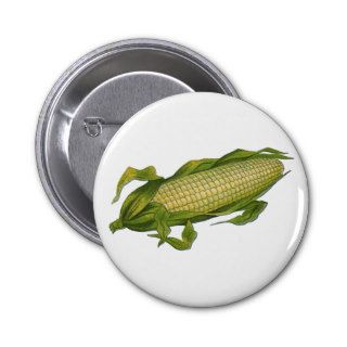 Vintage Food, Healthy Vegetables, Corn on the Cob Pinback Buttons