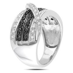 Miadora Sterling Silver 1/2ct TDW Black and White Diamond Ring (G H, I3) Miadora Diamond Rings